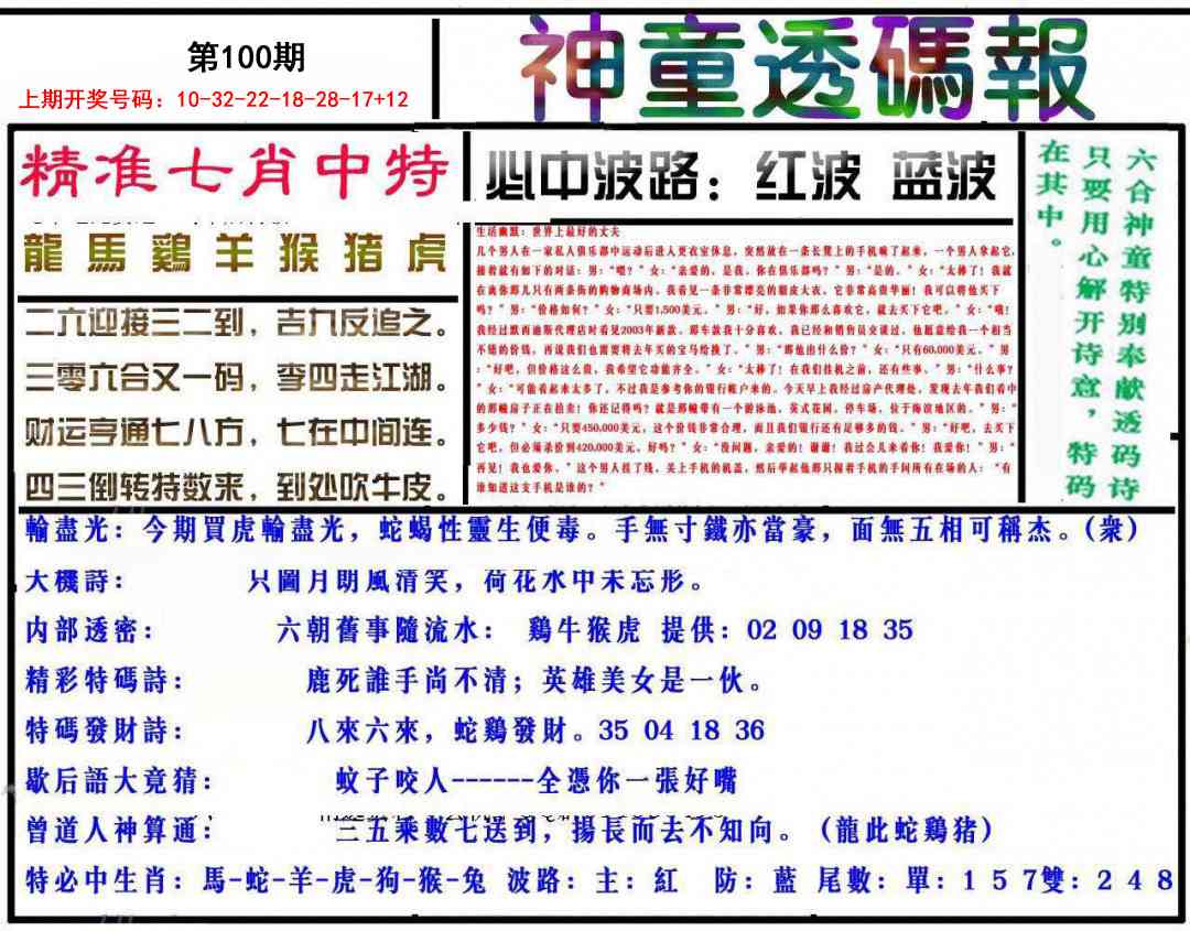 100期神童透码报[图]